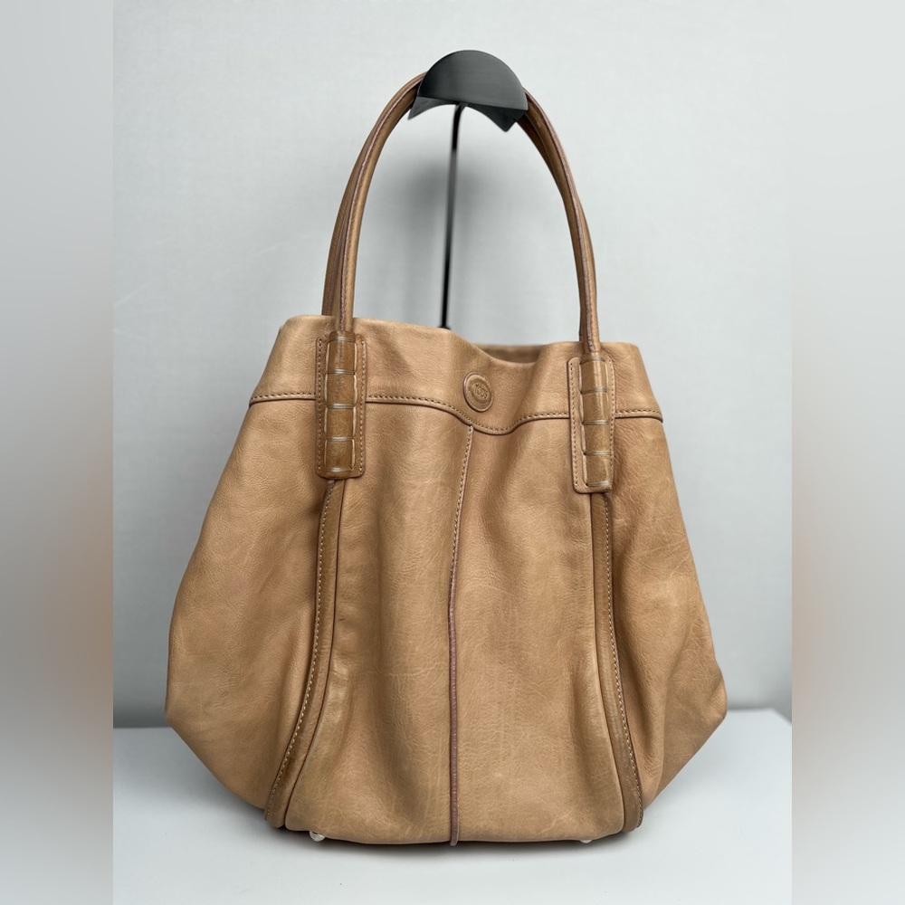 Tod's Leather Top Handle Shoulder Bag Beige